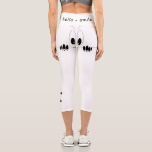 Leggings Capri Drôle Yeux Curiosity - Sourire - Ajouter votre tex