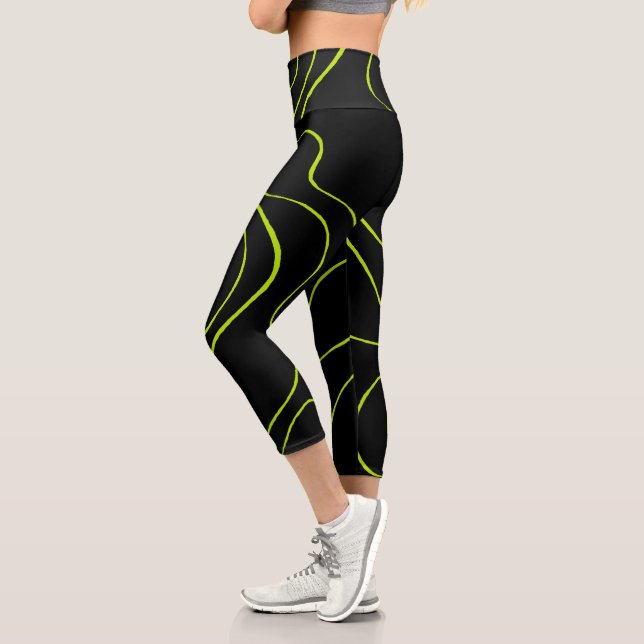 Leggings Capri Ebb et flux 2 en Lime vert et noir (Gauche)