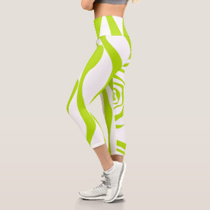 Leggings Capri Ebb et flux 4 en Lime vert et blanc
