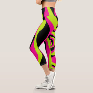 Leggings Capri Ebb et flux 4 en Lime vert, rose chaud et noir