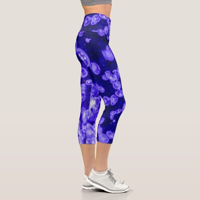 Leggings Capri Écran de méduse marine éclatant (Droite)