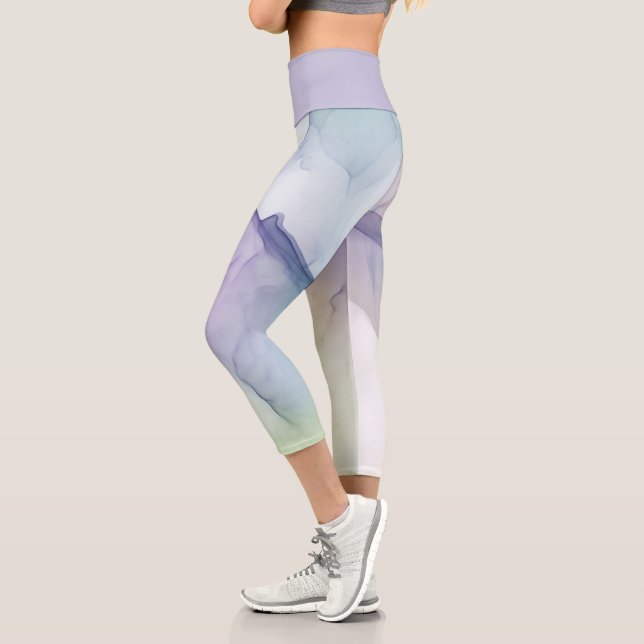 Leggings Capri effet de soie bleu clair transparent (Gauche)