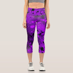 Leggings Capri Effet Dessin de peinture Violet & Noir