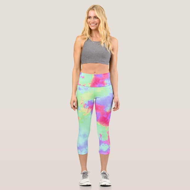 Leggings Capri Effet Peinture arc-en-ciel (Recto)