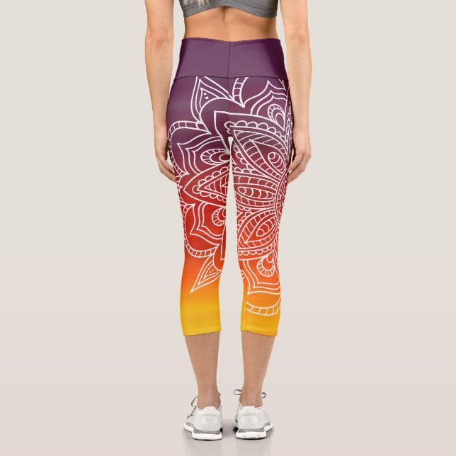Leggings Capri Eggplant orange et blanc Mandala Yoga Capri (Verso)