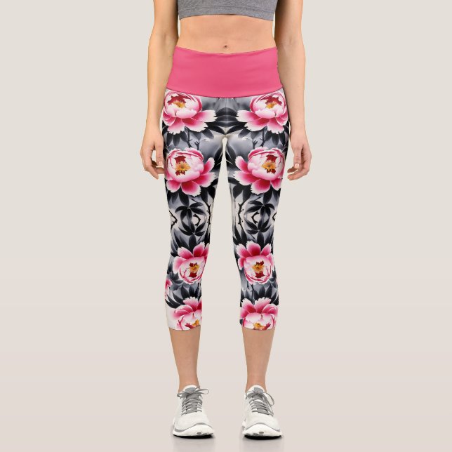 Leggings Capri Elegance in Bloom: Floral Harmony Printed (Recto)