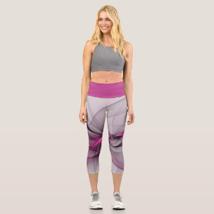Leggings Capri Elégant Chaos Moderne Abstrait rose Fractal Art