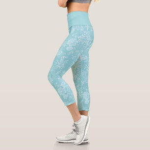 Leggings Capri Élégant Chic Floral Chic Damask-Mint