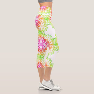 Leggings Capri Elégant mandala botanique coloré