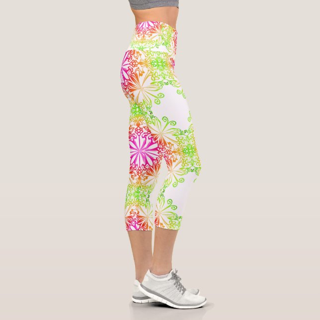 Leggings Capri Elégant mandala botanique coloré (Droite)