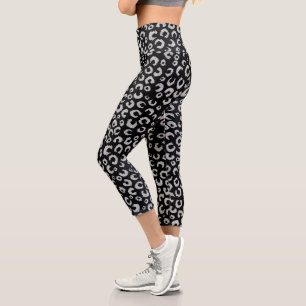 Leggings Capri Élégant Parties scintillant d'argent noir Motif lé