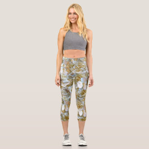 Leggings Capri Élégant Rose floral Motif pétal