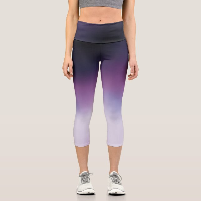 Leggings Capri Élégante fille noire violette et blanche (Recto)