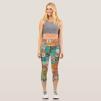 Leggings Capri Éléments décoratifs : Motif Vintage à main