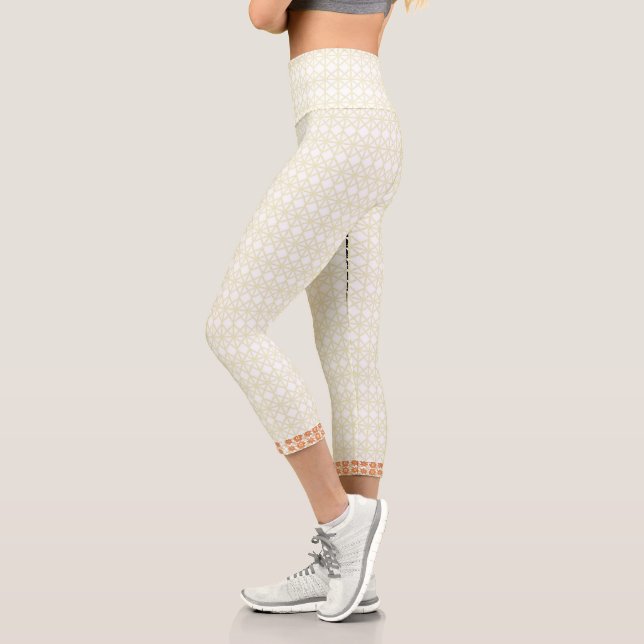 Leggings Capri Elevez votre espace avec blanc et or géométrique (Gauche)