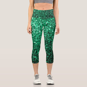 Leggings Capri Émeraude de parties scintillant verte