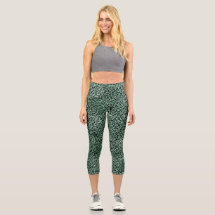 Leggings Capri Empreinte de léopard Jade Green