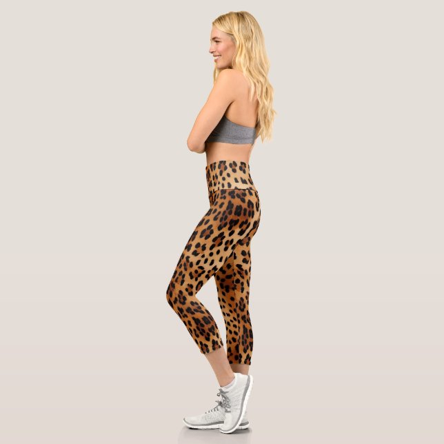 Leggings Capri Empreinte de léopard noir Brown (Gauche)