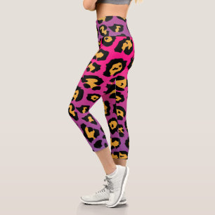 Leggings Capri Empreinte de léopard pourpre