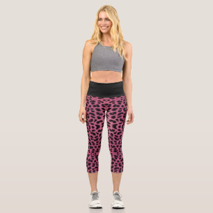 Leggings Capri Empreinte de léopard rose