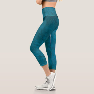 Leggings Capri en cuir turquoise