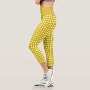 Leggings Capri En vichy rétro Plaid en moutarde Jaune 