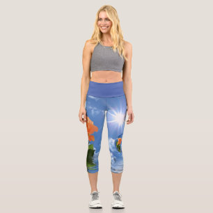 Leggings Capri Enfiler Les Roses Dans Les Bulles Flottantes