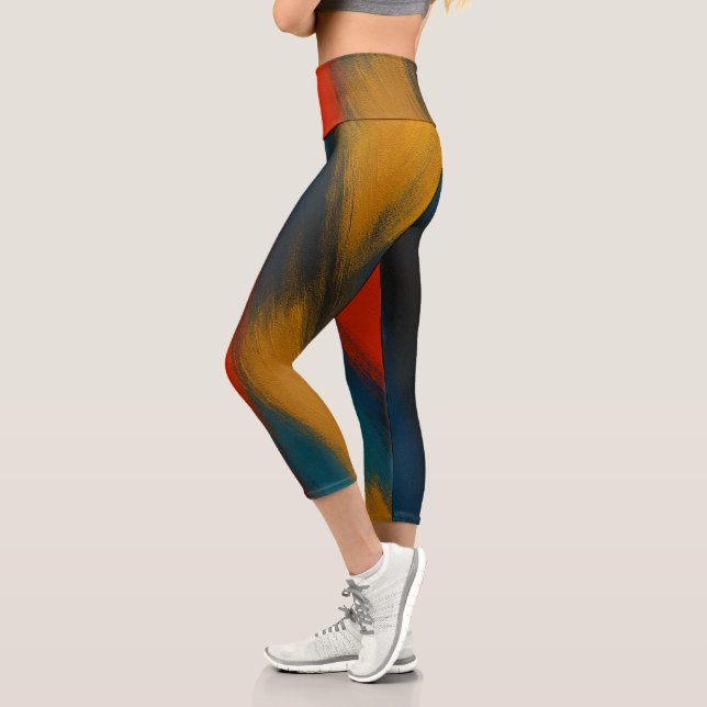 Leggings Capri Ensemble de yoga pour femmes avec design de brosse (Gauche)