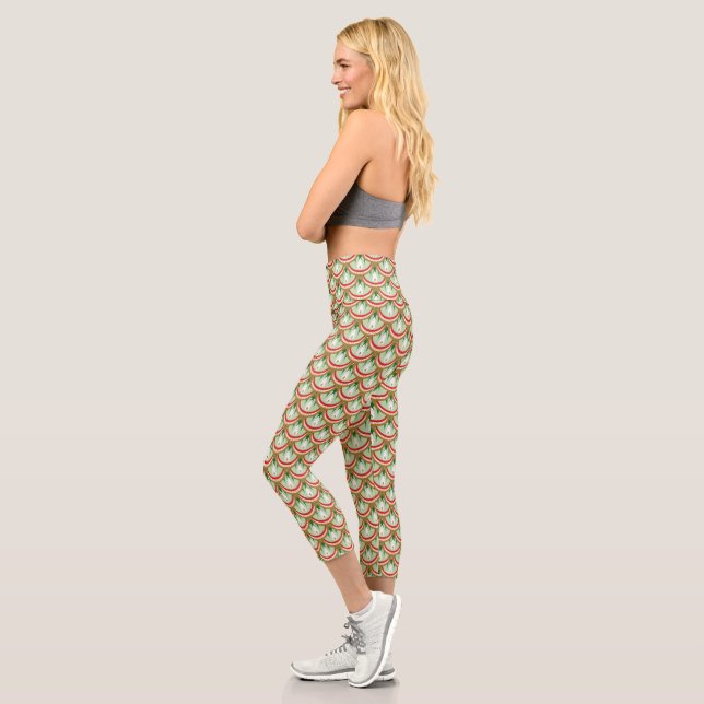 Leggings Capri Éscaliers De Débordement Hauteur De Capri Haut Tai (Gauche)