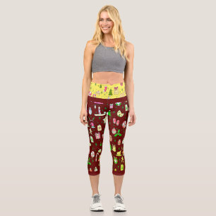 Leggings Capri Esprit de Noël, design avec plein de bonbons