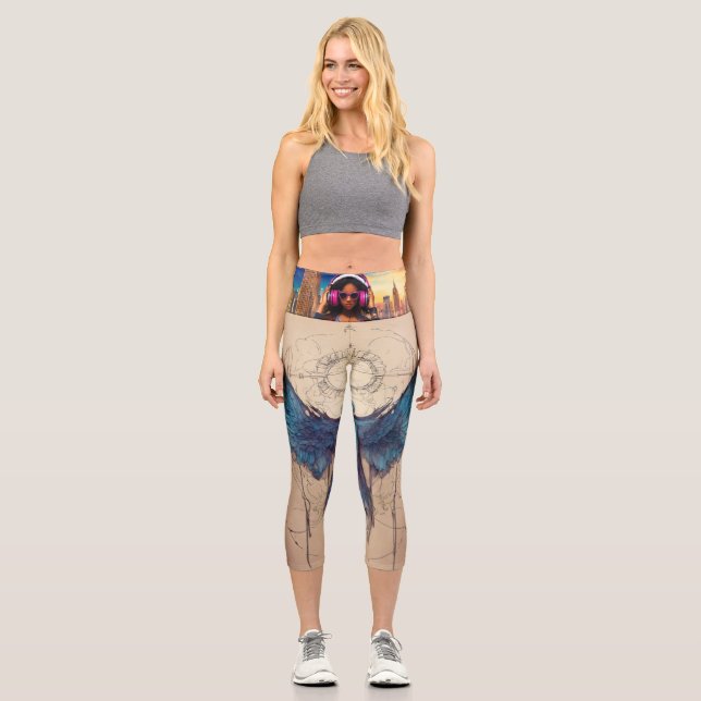 Leggings Capri Essence du dessin simple, les ailes comme inspirat (Recto)