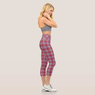 Leggings Capri Etats-Unis Amérique Couleurs Plaid Tartan Rouge Bl
