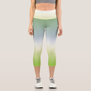 Leggings Capri Été Frais Dégradé Cool Bleu Vert Ombre