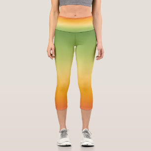 Leggings Capri Été Tropical Dégradé Orange Lemon Lime Ombre