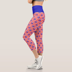 Leggings Capri Étoiles et rayures patriotiques