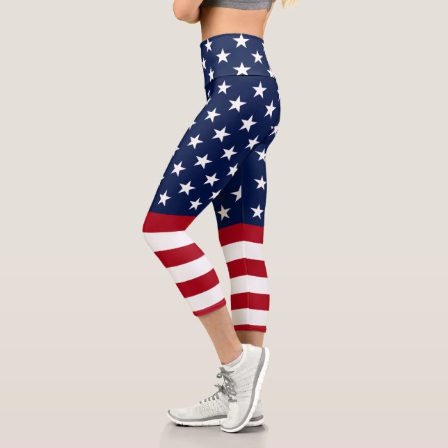 Leggings Capri Étoiles et rayures patriotiques (Gauche)