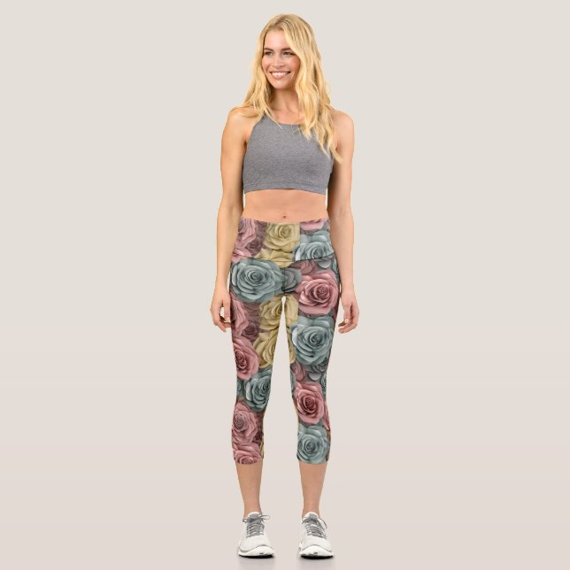 Leggings Capri Exercice Colorful Floral yoga (Recto)