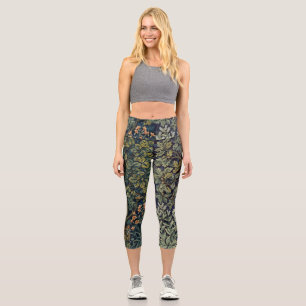 Leggings Capri Faisan d'arbre boisé William Morris