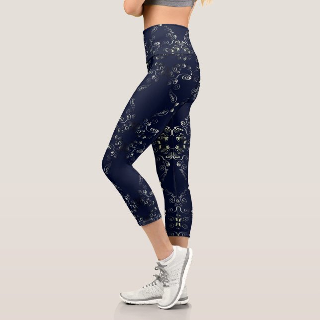 Leggings Capri Fancy 3D Goth Recoleta Coeurs DrkBlue (Gauche)
