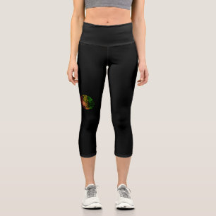 Leggings Capri Femme noire rasta afro rouge jaune vert