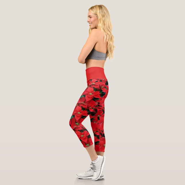 Leggings Capri Fête de Poinsettia (Gauche)