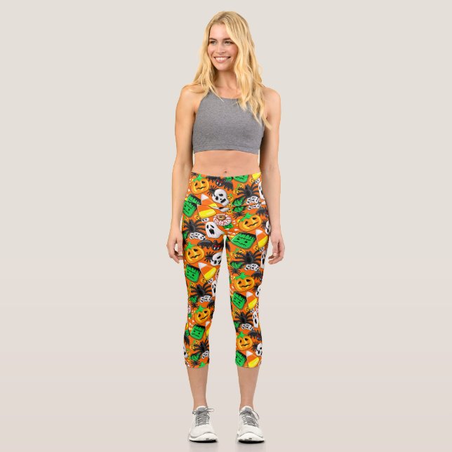 Leggings Capri Fête des Candies Éffrayantes d'Halloween (Recto)