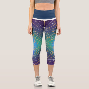 Leggings Capri Feu d'artifice Capris sur Arrière - plan Vert Bleu