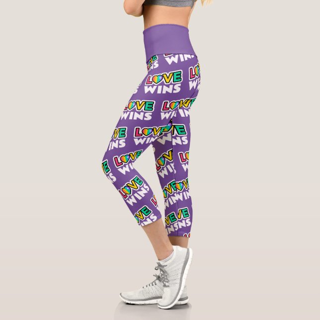 Leggings Capri Fierté LGBTQ L'amour gagne Rainbow Purple (Gauche)