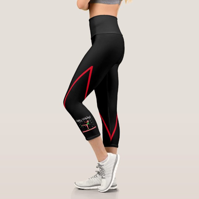 Leggings Capri Filles Gymnastique Elfe de Noël (Gauche)