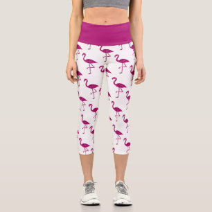 Leggings Capri Flamant rose pailleté motif de scintillement rose