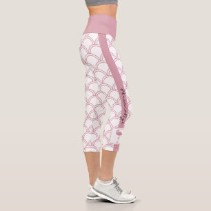 Leggings Capri Flamant rose rose rosé Vague Art déco personnalisé