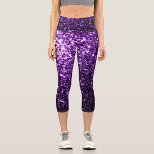 Leggings Capri Flamme de parties scintillant foncé violet brillan