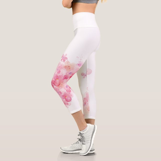 Leggings Capri Fleur de cerisier rose (Gauche)