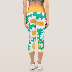 Leggings Capri Fleur de marguerite jaune mignonne motif botanique